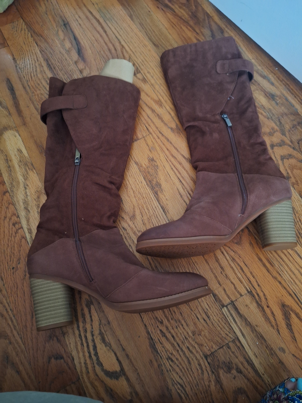 Brown Suede Mid-Calf Heel Boots - Classic Women’s Fashion